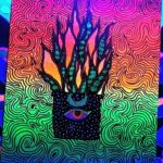 Uv-Aktiv Acryl auf Leinwand "Topfpflanze" 50x40