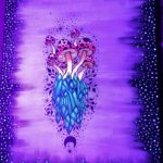 Uv-Aktiv Acryl auf Leinwand "Pilz Kristall" 50x40