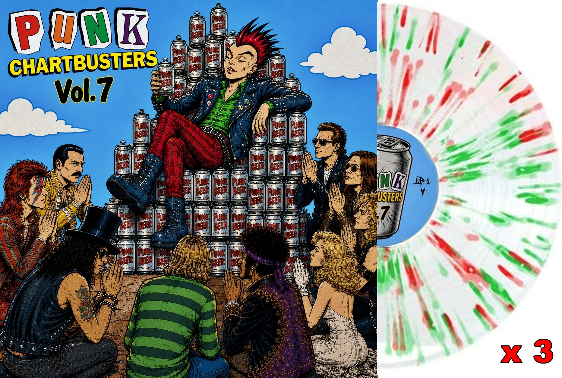 coversplat PUNK CHARTBUSTERS Vol.7 3-LP (lim. splattered) – Bild 1